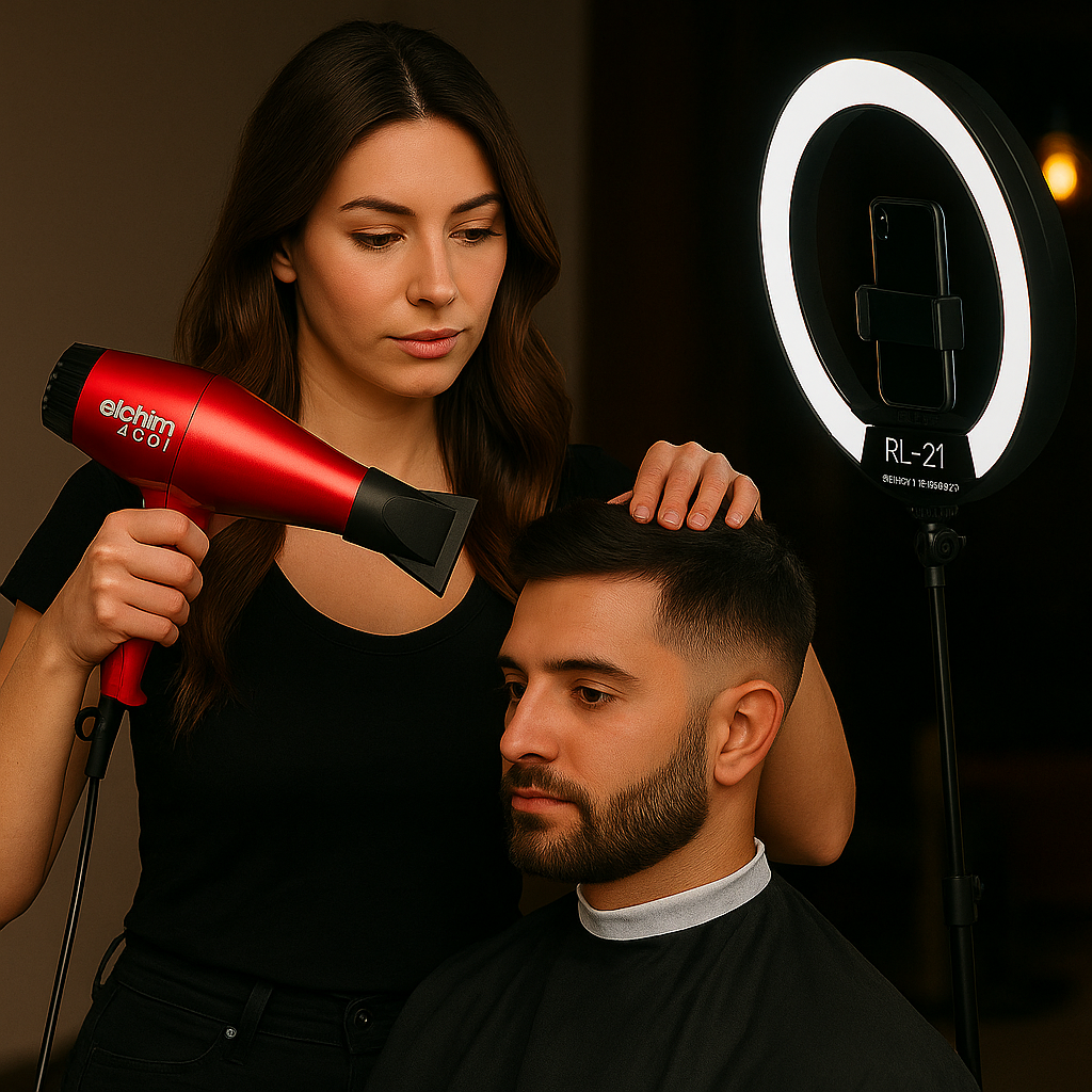 Elchim 2001 High Pressure Blow Dryer X RL-21" LED Soft Ring Light with Remote Control – Professional Lighting Kit