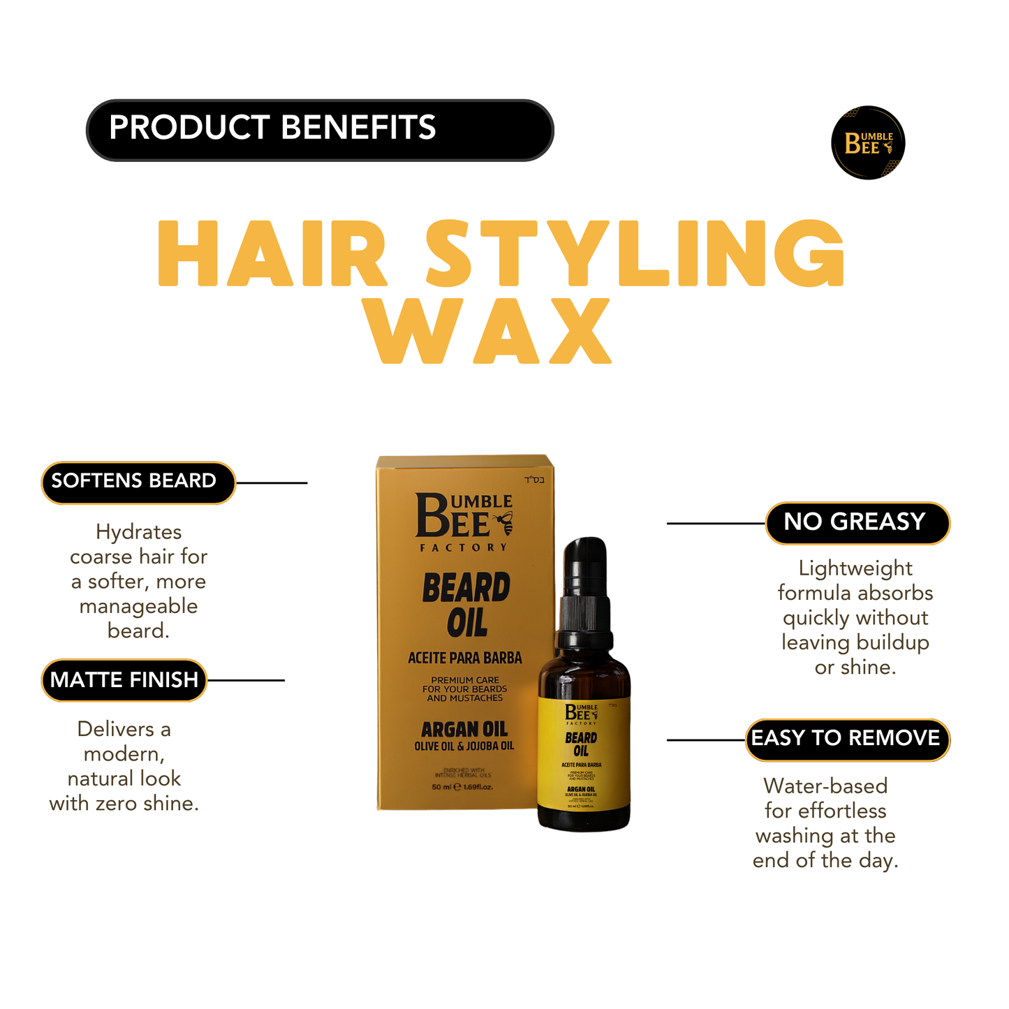 BUMBLE BEE Beard Oil Premium Organic Care for Men
