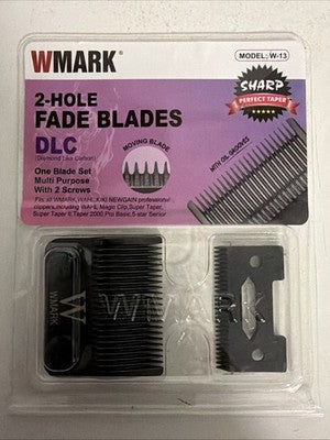 Wmark W-13 DLC 2-Hole Fade Blades Sharp Perfect Taper Clipper Fits Wahl Magic