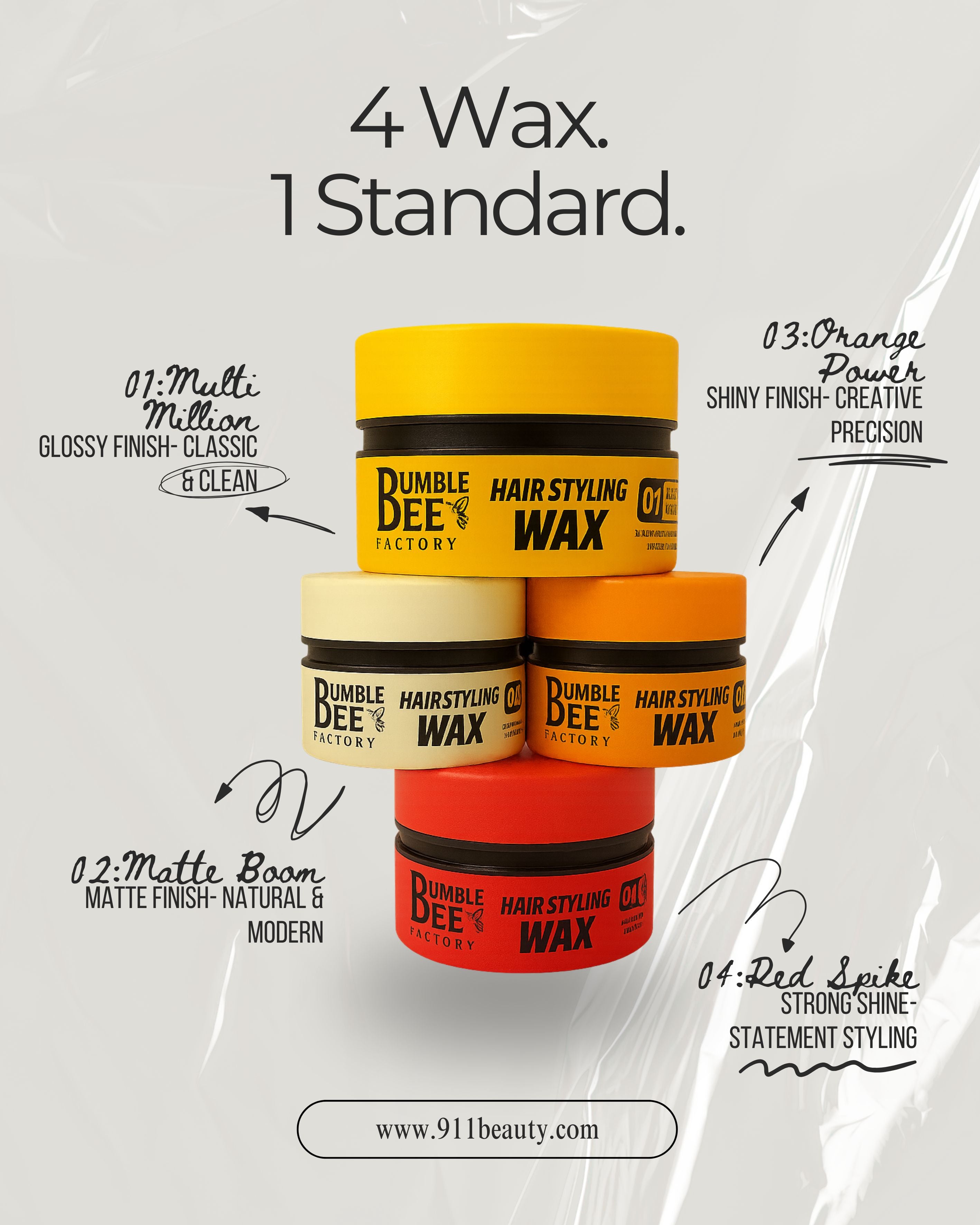 BUMBLE BEE Hair Styling Wax Maximun Control and No Flakes – 911 beauty