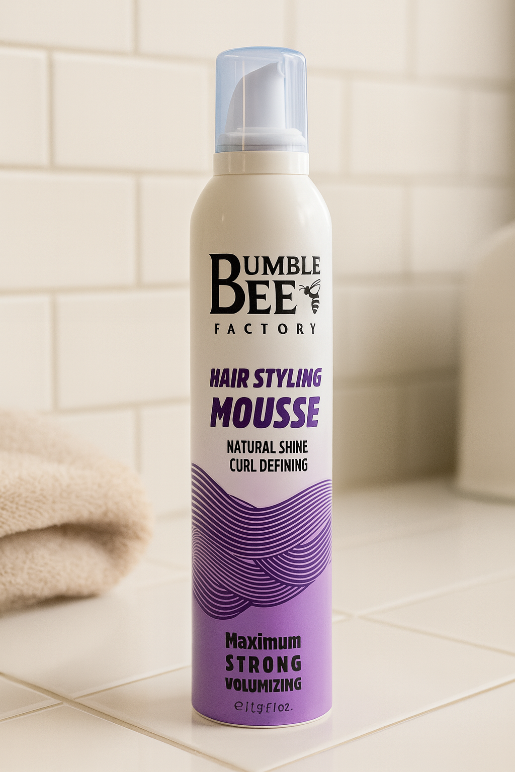 BUMBLE BEE Hair Styling Mousse Natural Shine Curl Defining, Maximun Strong Volumizing 11.16 Oz