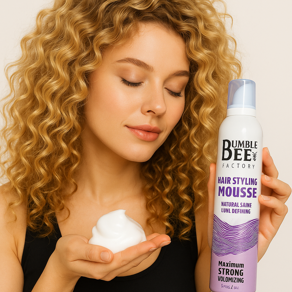 BUMBLE BEE Hair Styling Mousse Natural Shine Curl Defining, Maximun Strong Volumizing 11.16 Oz