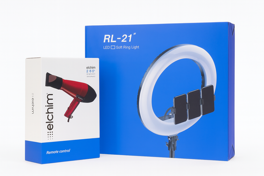 Elchim 2001 High Pressure Blow Dryer X RL-21" LED Soft Ring Light with Remote Control – Professional Lighting Kit